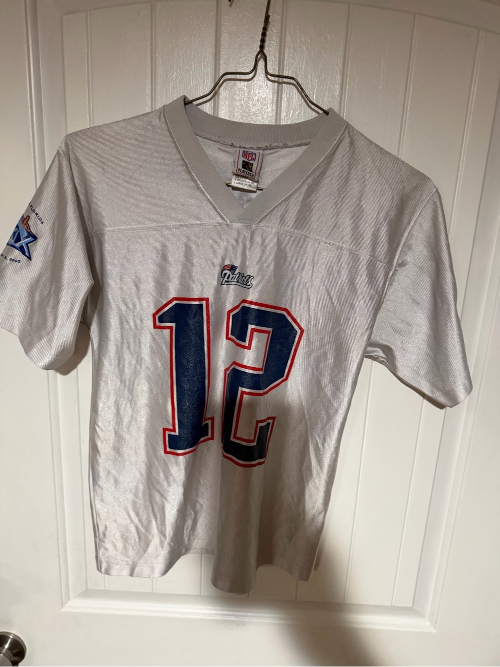 Tom Brady NFL Youth White Patriots #12 Jersey Top with Navy & Red Accents